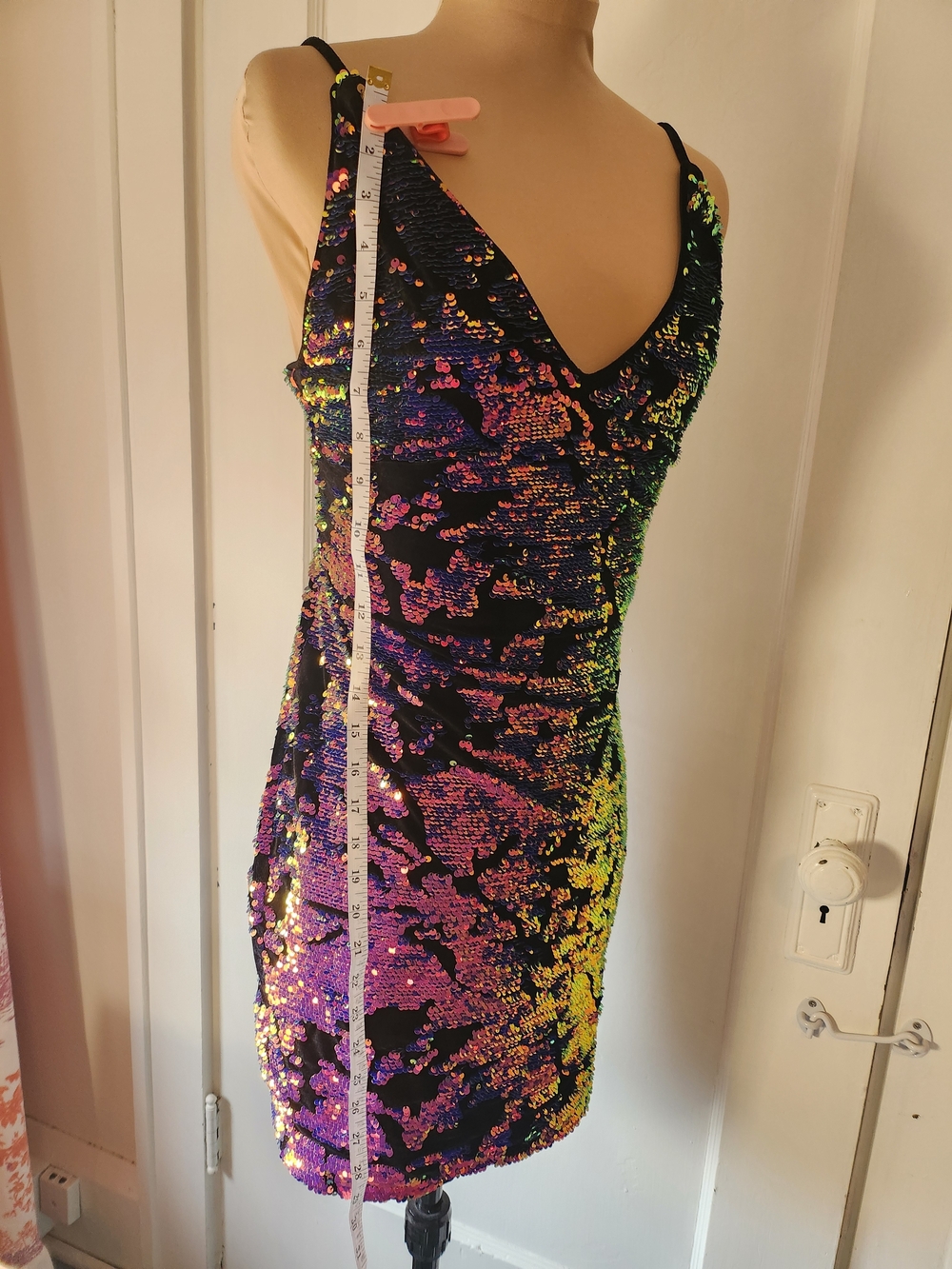 L'Atiste Mermaid Leopard Purple Black Iridescent Fantasy Club Mini Dress - Picture 6 of 8